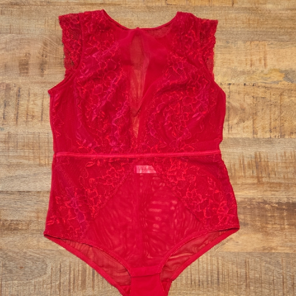 Elegant Red Lace Women's Lingerie One Piece/Body Suit